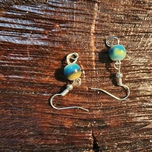 Handmade, Handcrafted Darker Blue Green Swirl Dangle earrings for women and girl